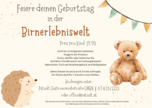 Kindergeburtstag in der Birnerlebniswelt feiern