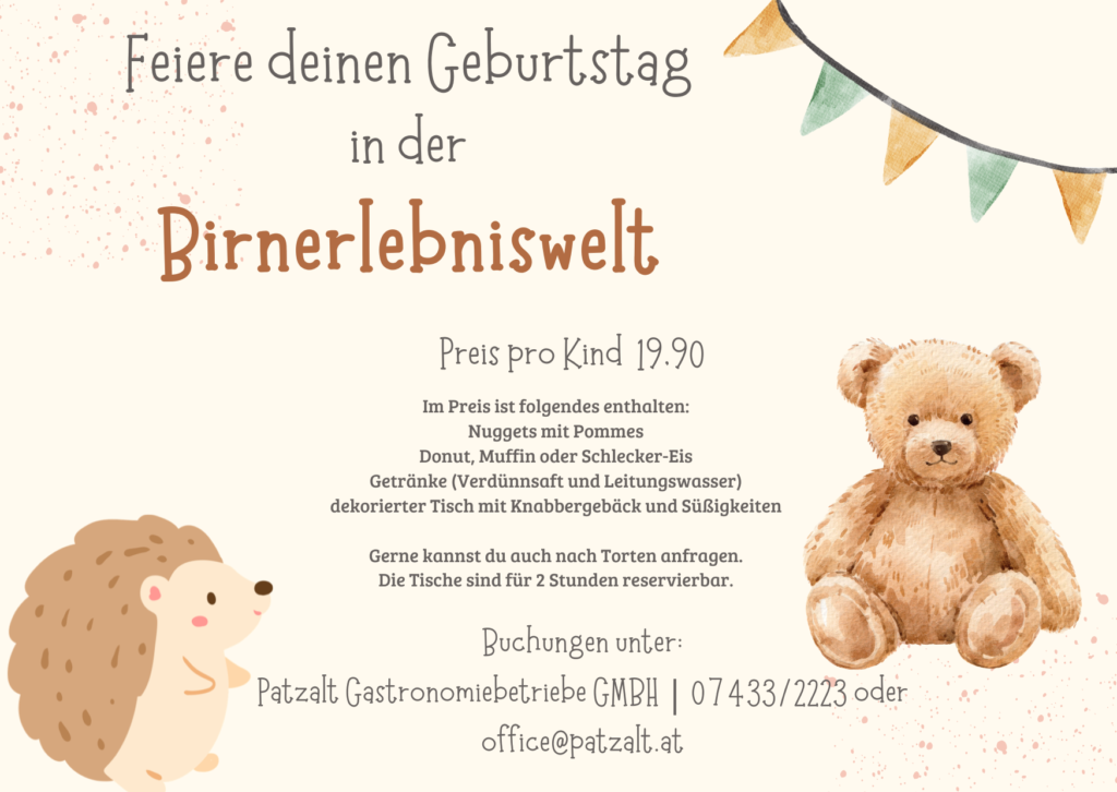 Kindergeburtstag in der Birnerlebniswelt feiern